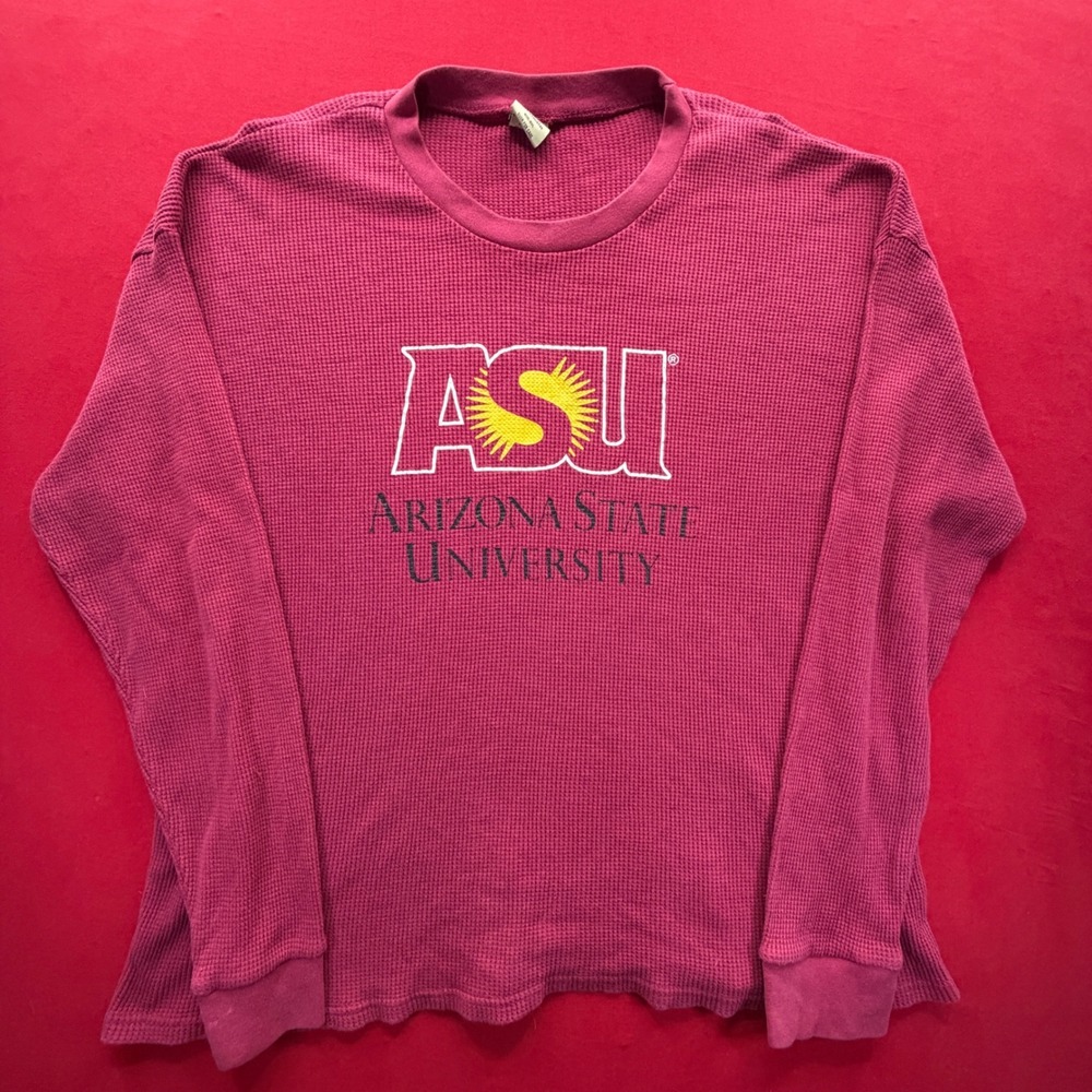 VTG Big Ball Sports Arizona State University ASU Thermal Shirt Mens 2XL Maroon